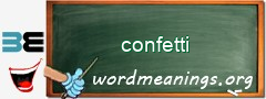 WordMeaning blackboard for confetti